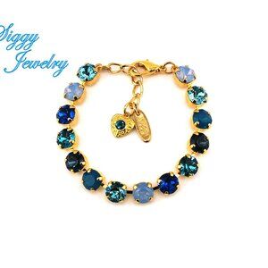 Seas N Skies Swarovski Crystal Tennis Bracelet in a Vibrant Mix of Blues